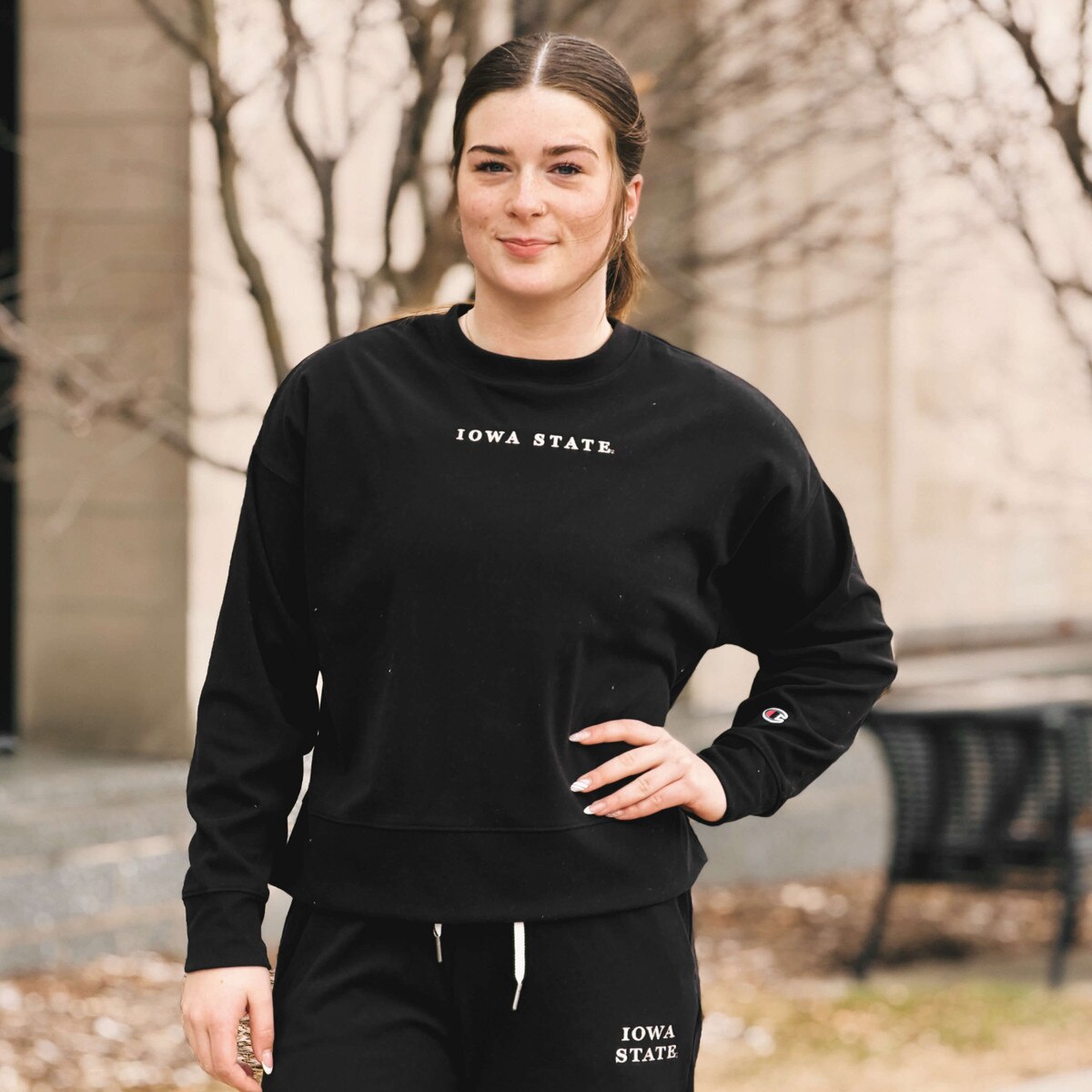 Champion® Women's Iowa State Black Crewneck